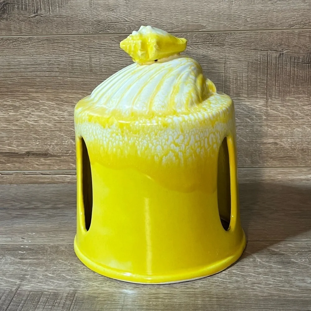 Vtg Yellow Toilet Paper‎ Holder Bathroom Decor CeramCo  Beach and Coastal Decor